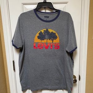 Levi's Levi Strauss & Co. Ringer Tee Shirt T-Shirt Palm Trees Size XL VGC